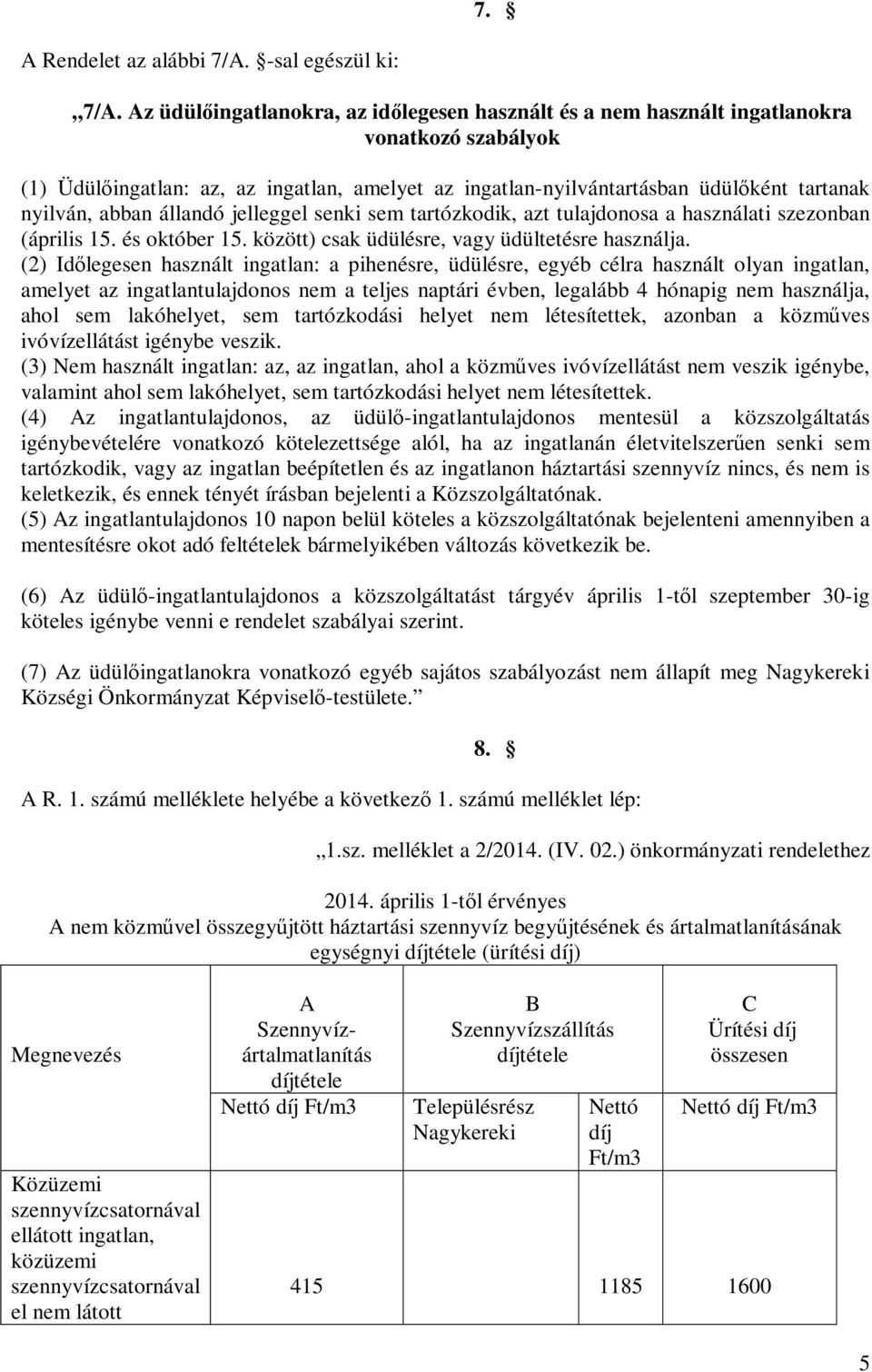 abban állandó jelleggel senki sem tartózkodik, azt tulajdonosa a használati szezonban (április 15. és október 15. között) csak üdülésre, vagy üdültetésre használja.