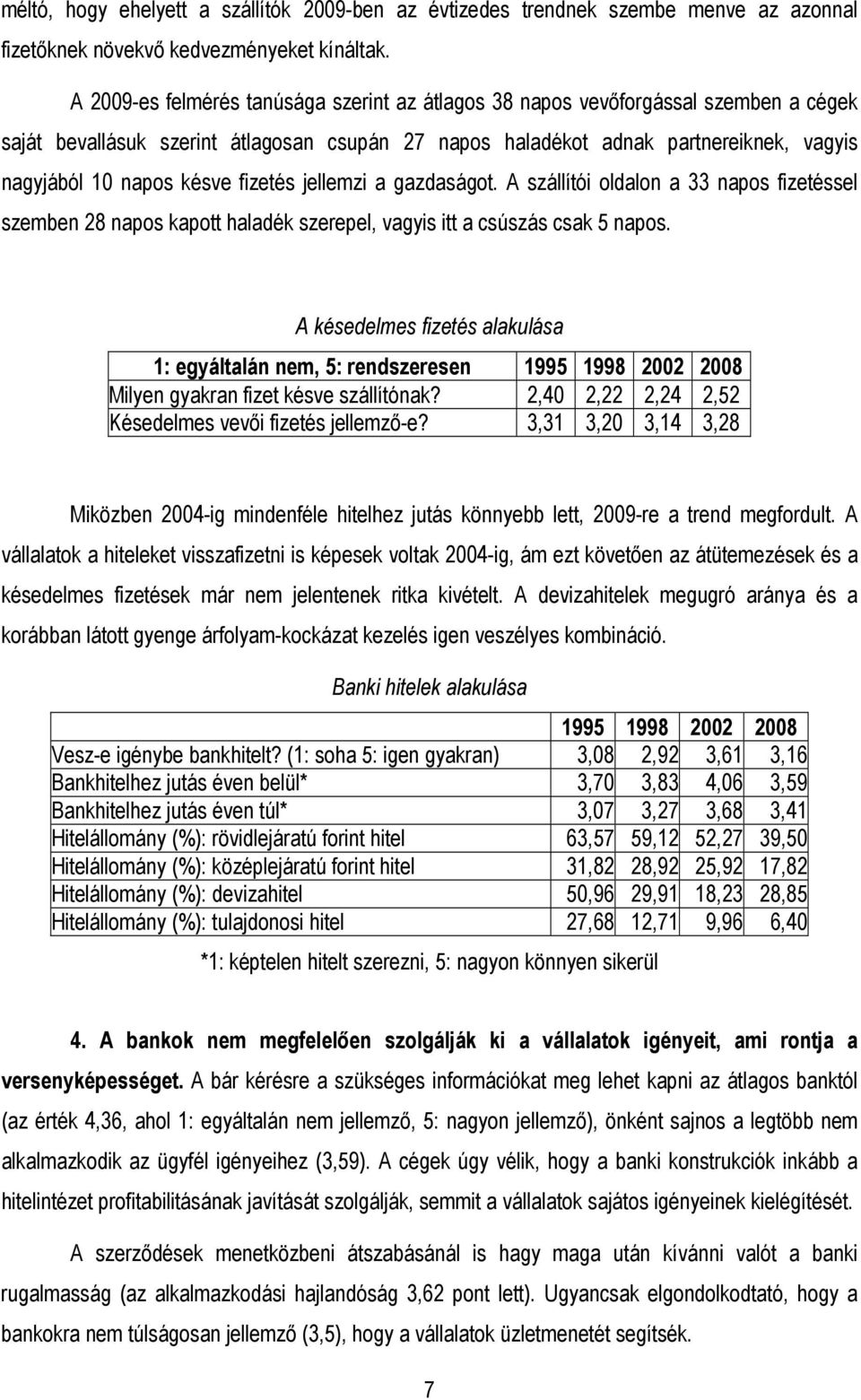 fizetés jellemzi a gazdaságot. A szállítói oldalon a 33 napos fizetéssel szemben 28 napos kapott haladék szerepel, vagyis itt a csúszás csak 5 napos.