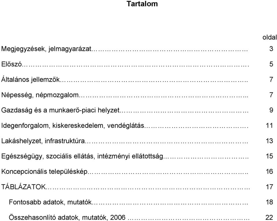 11 Lakáshelyzet, infrastruktúra 13 Egészségügy, szociális ellátás, intézményi ellátottság.