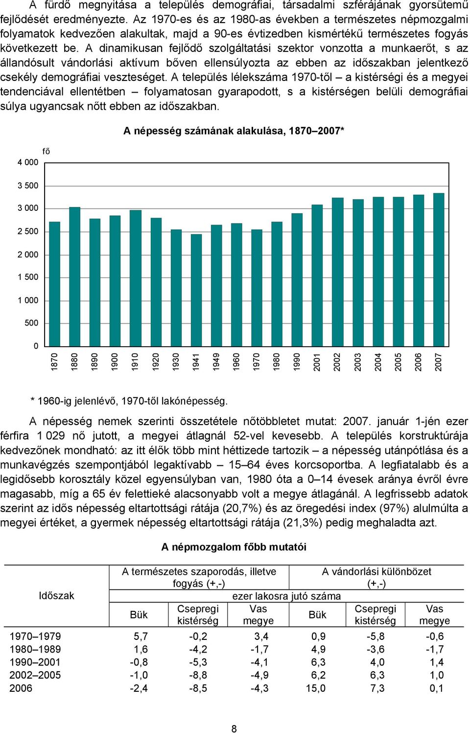 A dinamikusan fejlődő szolgáltatási szektor vonzotta a munkaerőt, s az állandósult vándorlási aktívum bőven ellensúlyozta az ebben az időszakban jelentkező csekély demográfiai veszteséget.