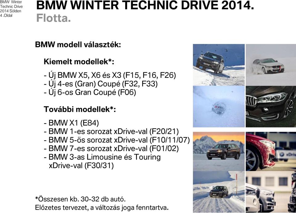F33) - Új 6-os Gran Coupé (F06) További modellek*: - BMW X1 (E84) - BMW 1-es sorozat xdrive-val (F20/21) -