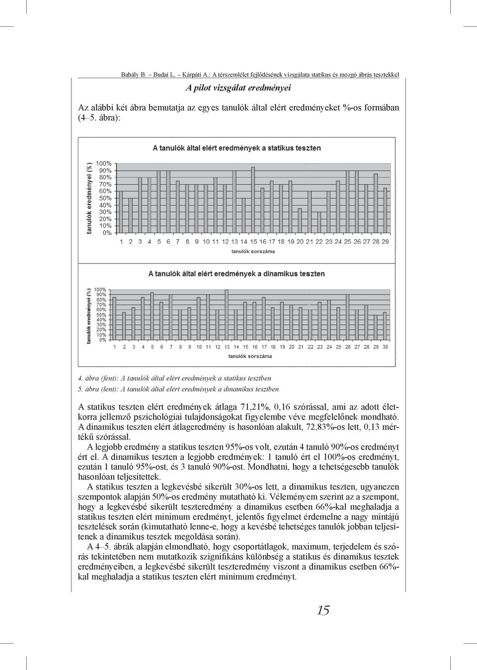 ábra): 4. ábra (fent): A tanulók által elért eredmények a statikus tesztben 5.