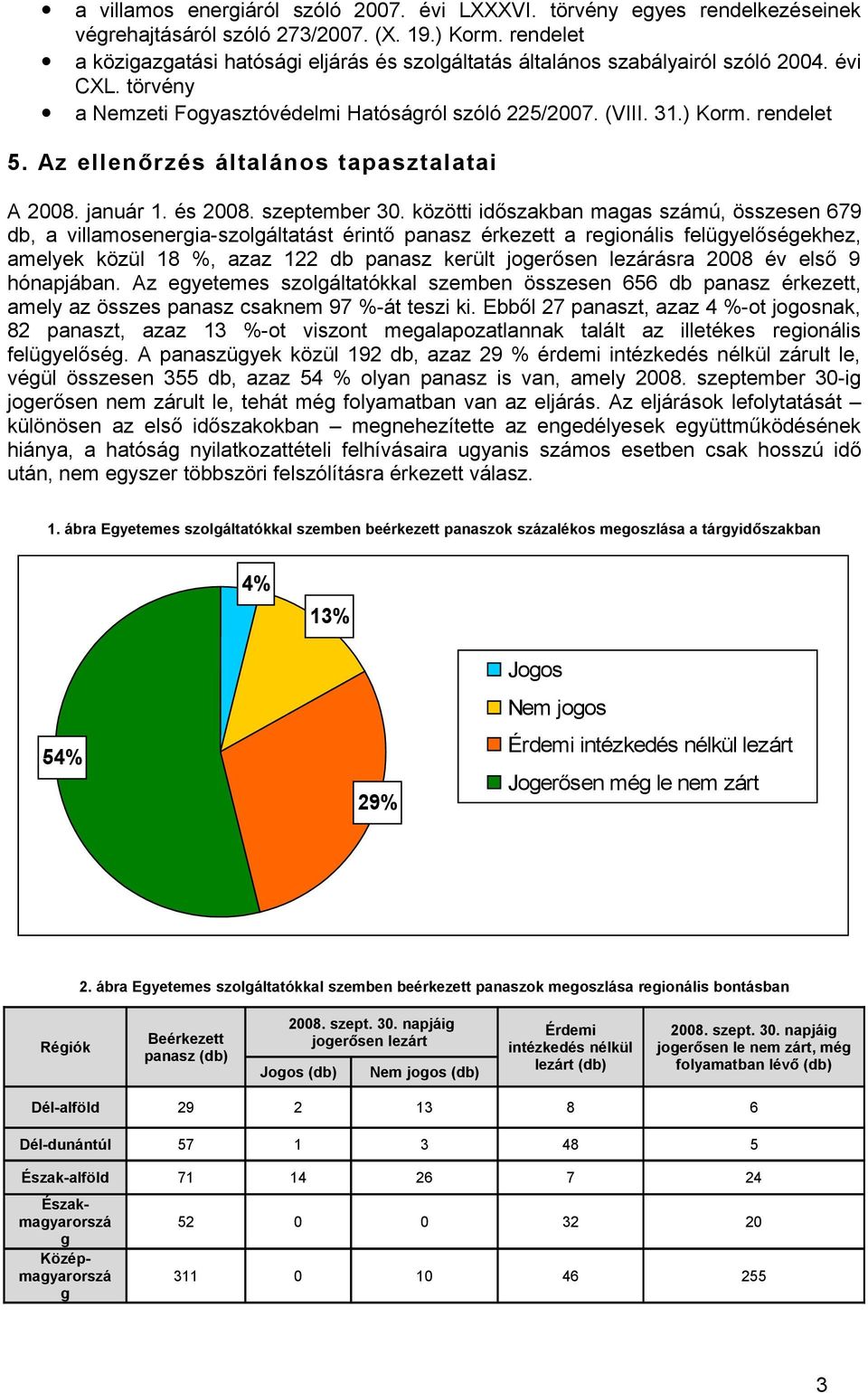 Az ellenőrzés általános tapasztalatai A 2008. január 1. és 2008. szeptember 30.