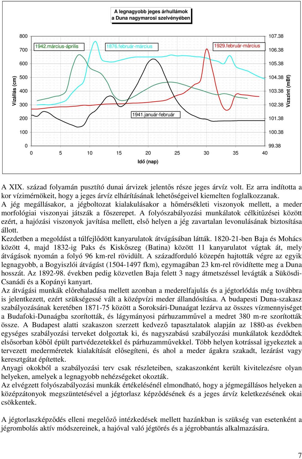 Ez arra indította a kor vízimérnökeit, hogy a jeges árvíz elhárításának lehetőségeivel kiemelten foglalkozzanak.