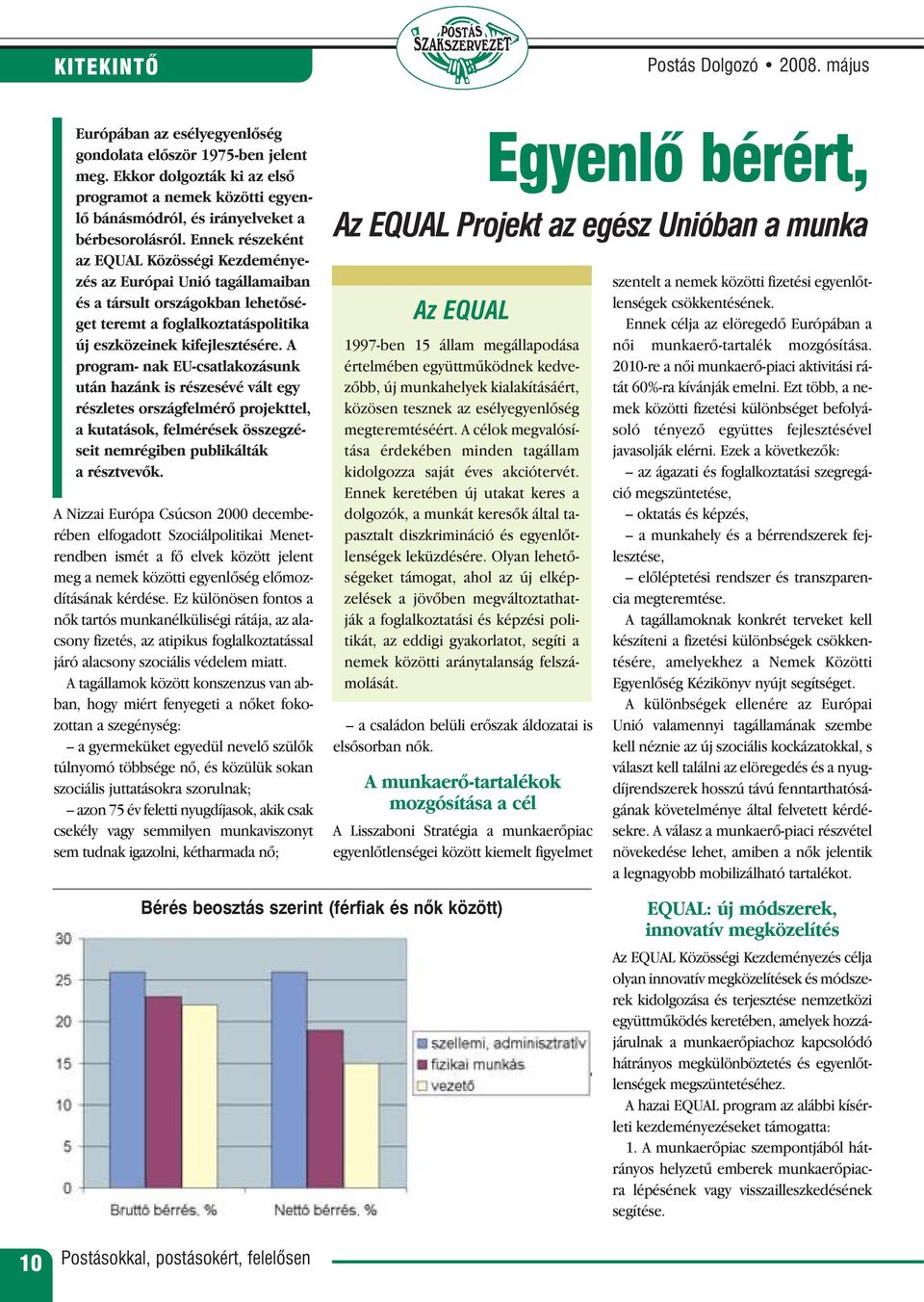 Ennek részeként az EQUAL Közösségi Kezdeményezés az Európai Unió tagállamaiban és a társult országokban lehetõséget teremt a foglalkoztatáspolitika új eszközeinek kifejlesztésére.