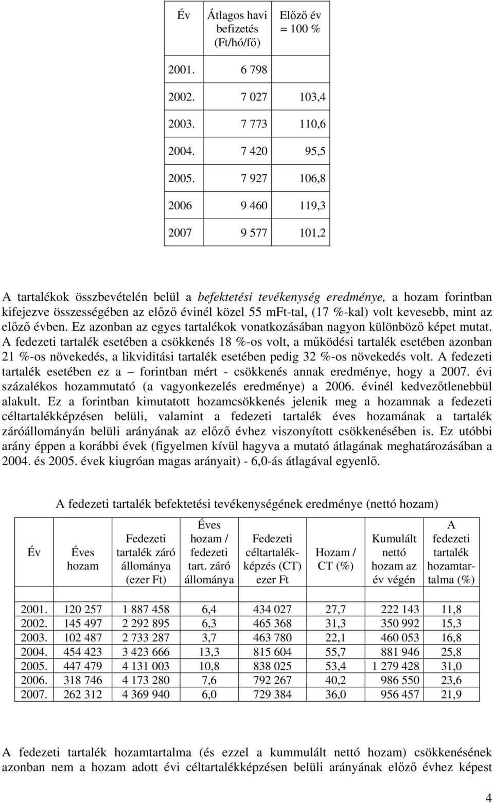 %-kal) volt kevesebb, mint az előző évben. Ez azonban az egyes tartalékok vonatkozásában nagyon különböző képet mutat.