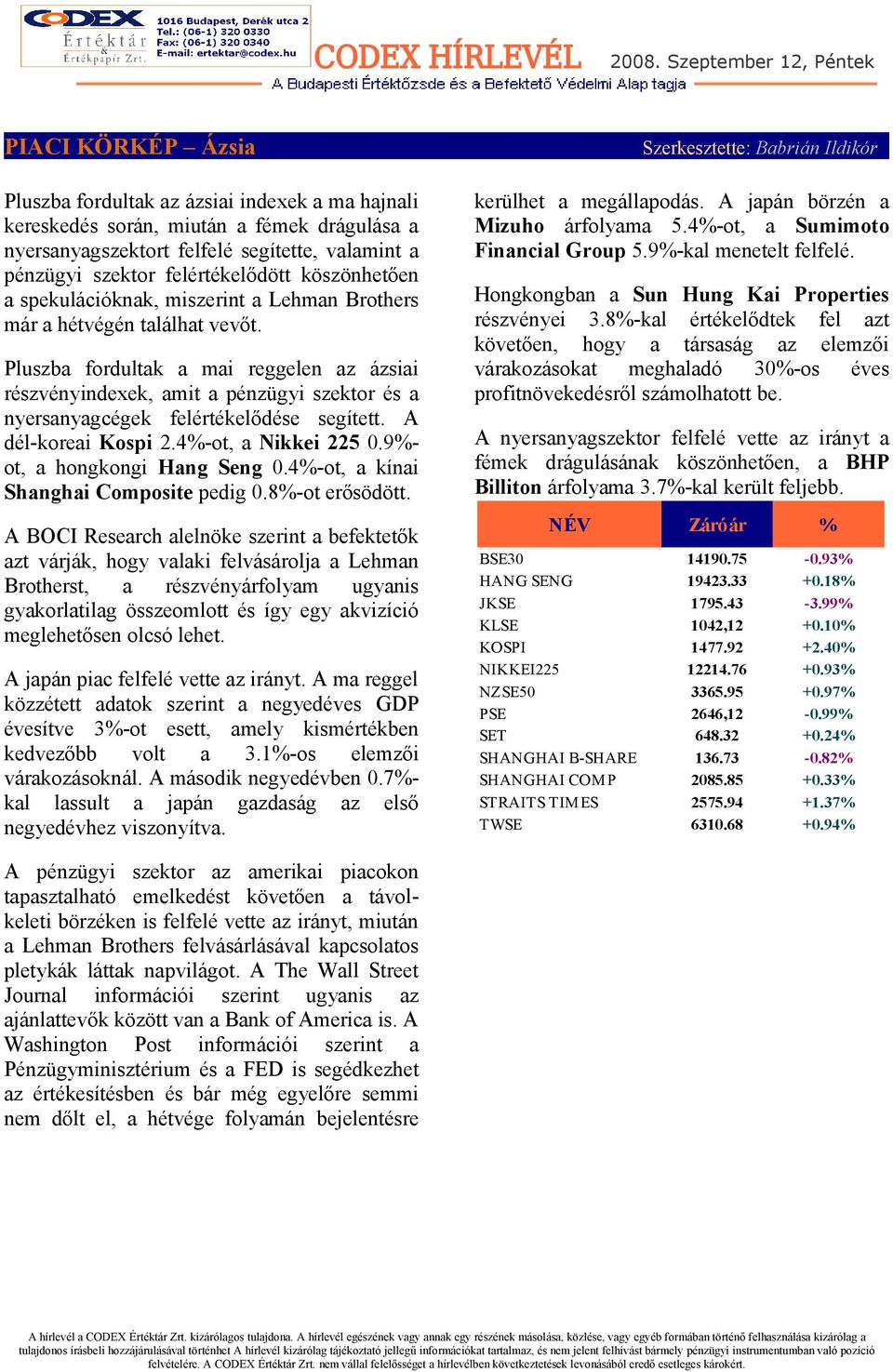 Pluszba fordultak a mai reggelen az ázsiai részvényindexek, amit a pénzügyi szektor és a nyersanyagcégek felértékelődése segített. A dél-koreai Kospi 2.4%-ot, a Nikkei 225 0.