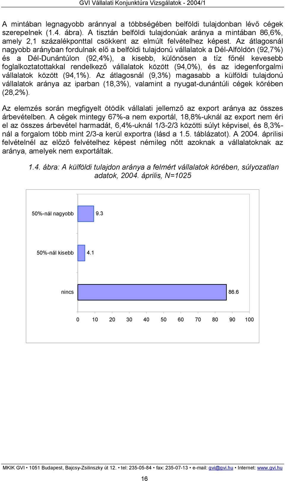 Az átlagosnál nagyobb arányban fordulnak elő a belföldi tulajdonú vállalatok a Dél-Alföldön (92,7%) és a Dél-Dunántúlon (92,4%), a kisebb, különösen a tíz főnél kevesebb foglalkoztatottakkal