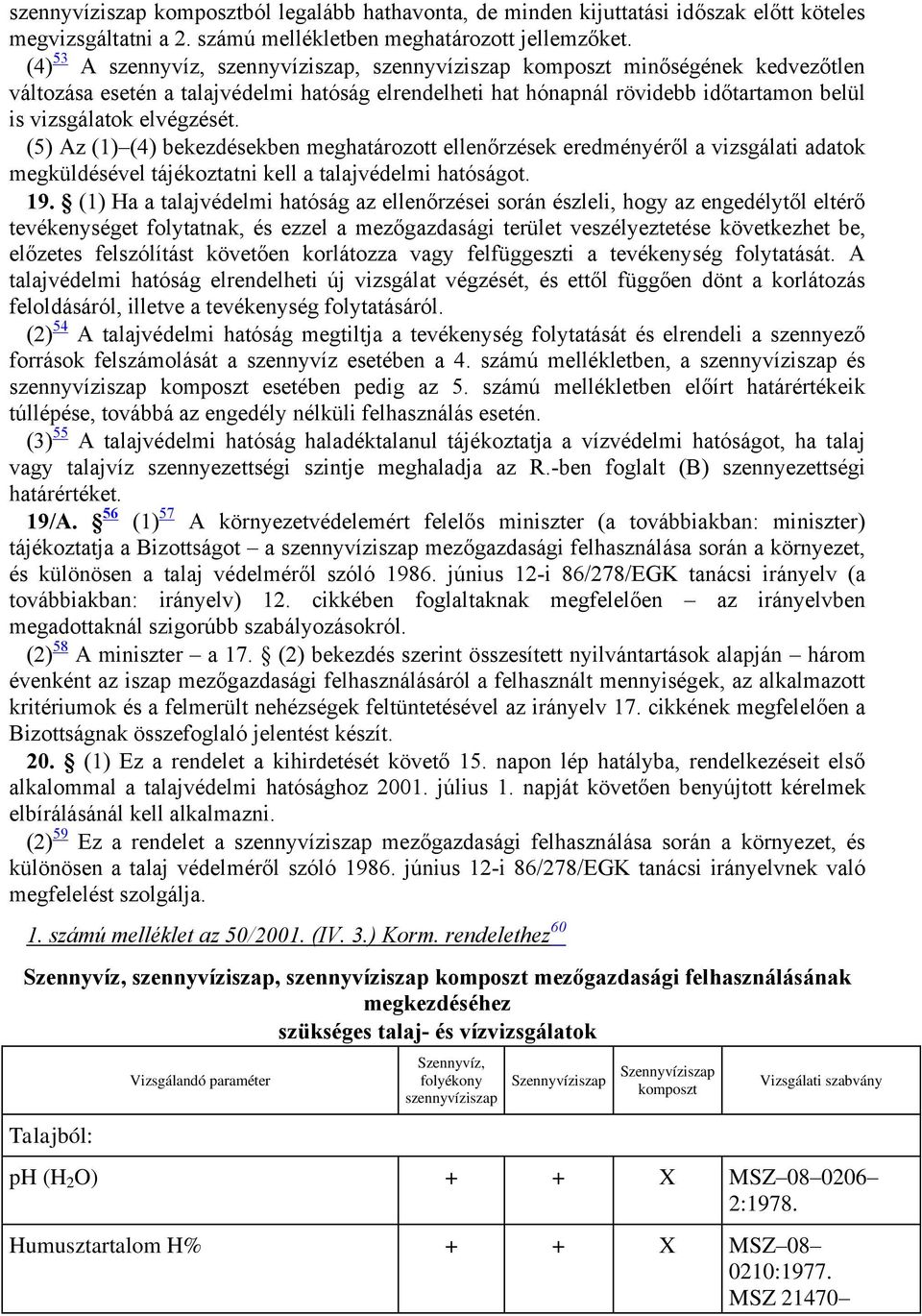 elvégzését. (5) Az (1) (4) bekezdésekben meghatározott ellenőrzések eredményéről a vizsgálati adatok megküldésével tájékoztatni kell a talajvédelmi hatóságot. 19.