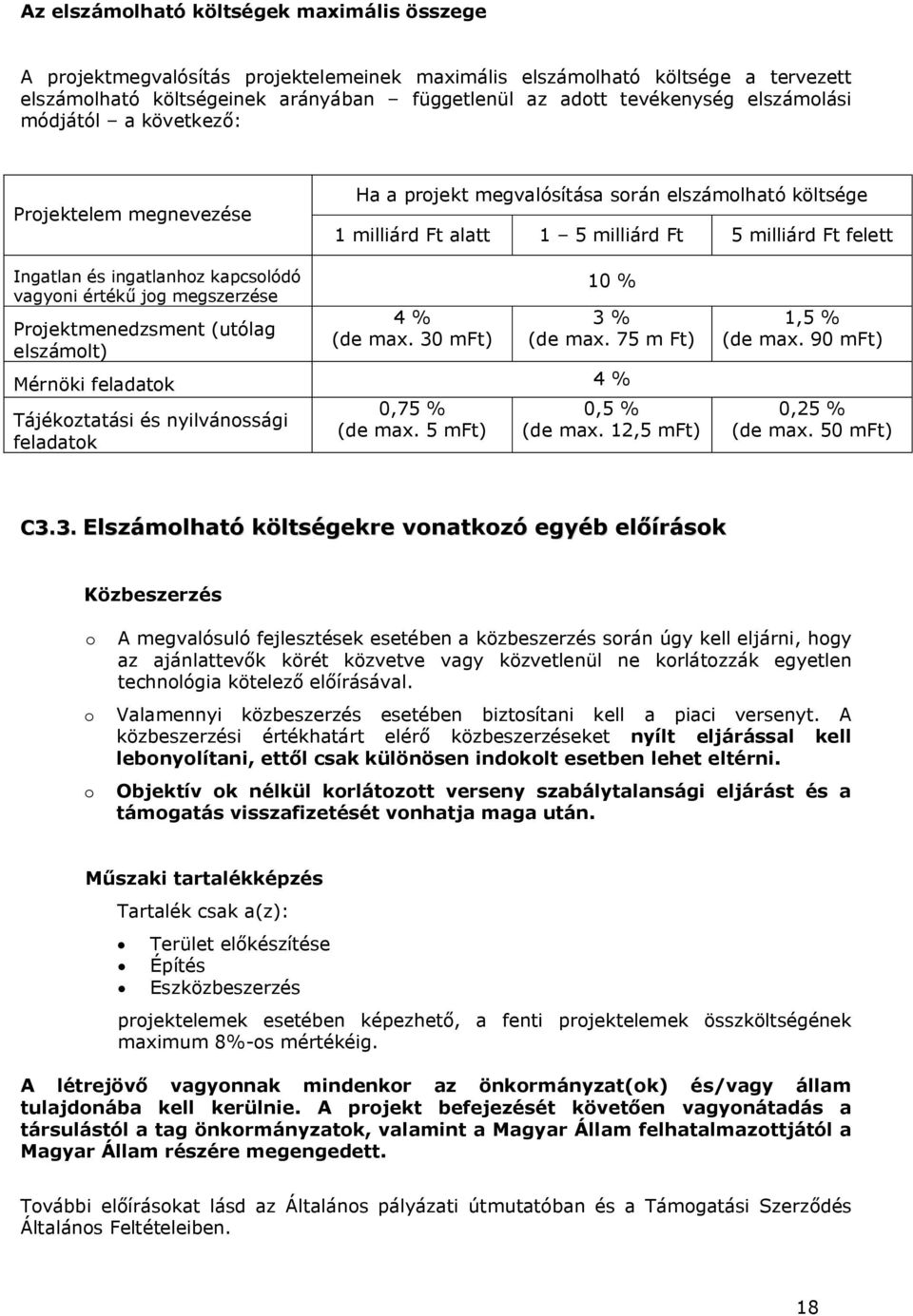 kapcsolódó vagyoni értékű jog megszerzése Projektmenedzsment (utólag elszámolt) 4 % (de max. 30 mft) 10 % 3 % (de max.