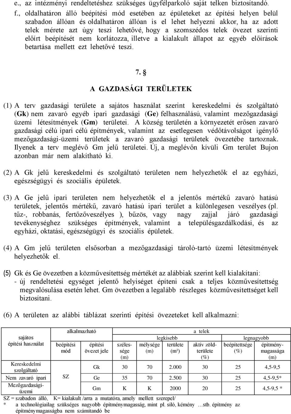 hogy a szomszédos telek övezet szerinti előírt beépítését nem korlátozza, illetve a kialakult állapot az egyéb előírások betartása mellett ezt lehetővé teszi. 7.