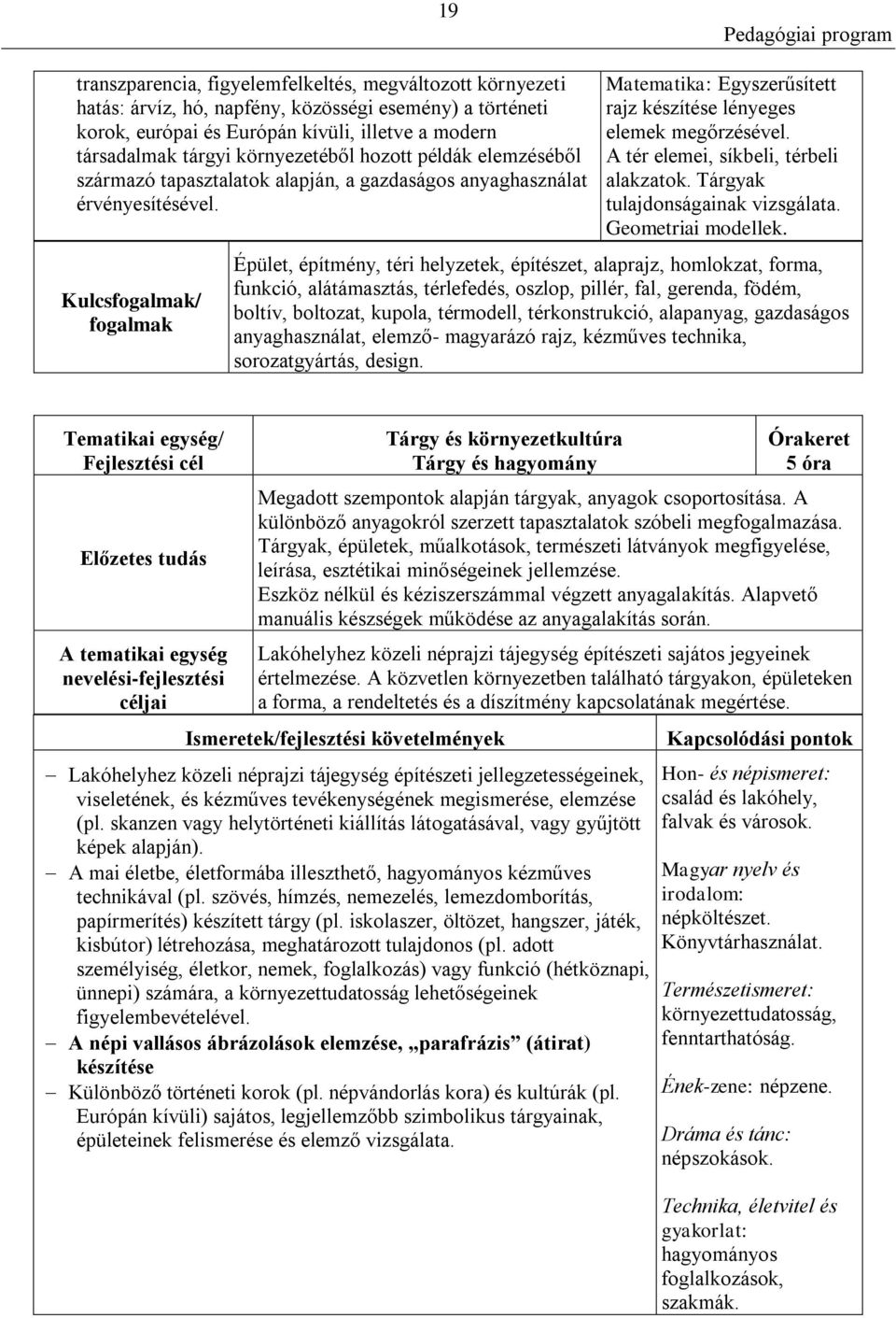 A tér elemei, síkbeli, térbeli alakzatok. Tárgyak tulajdonságainak vizsgálata. Geometriai modellek.