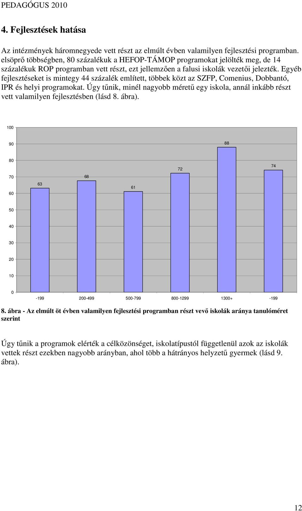 Egyéb fejlesztéseket is mintegy 44 százalék említett, többek közt az SZFP, Comenius, Dobbantó, IPR és helyi programokat.