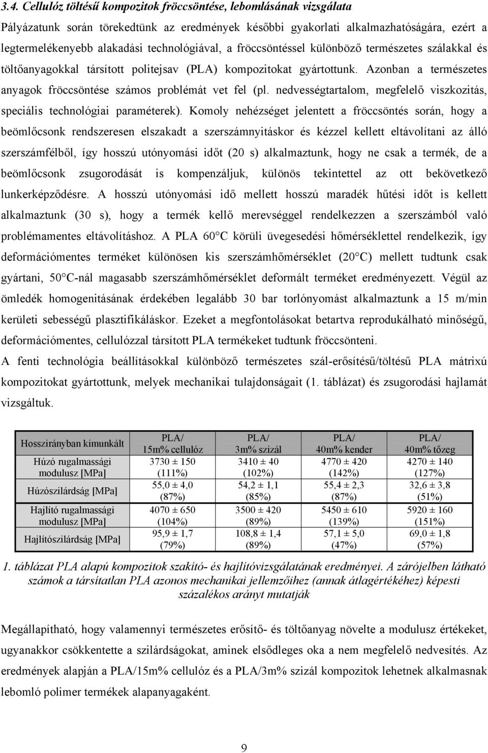 Azonban a természetes anyagok fröccsöntése számos problémát vet fel (pl. nedvességtartalom, megfelelő viszkozitás, speciális technológiai paraméterek).