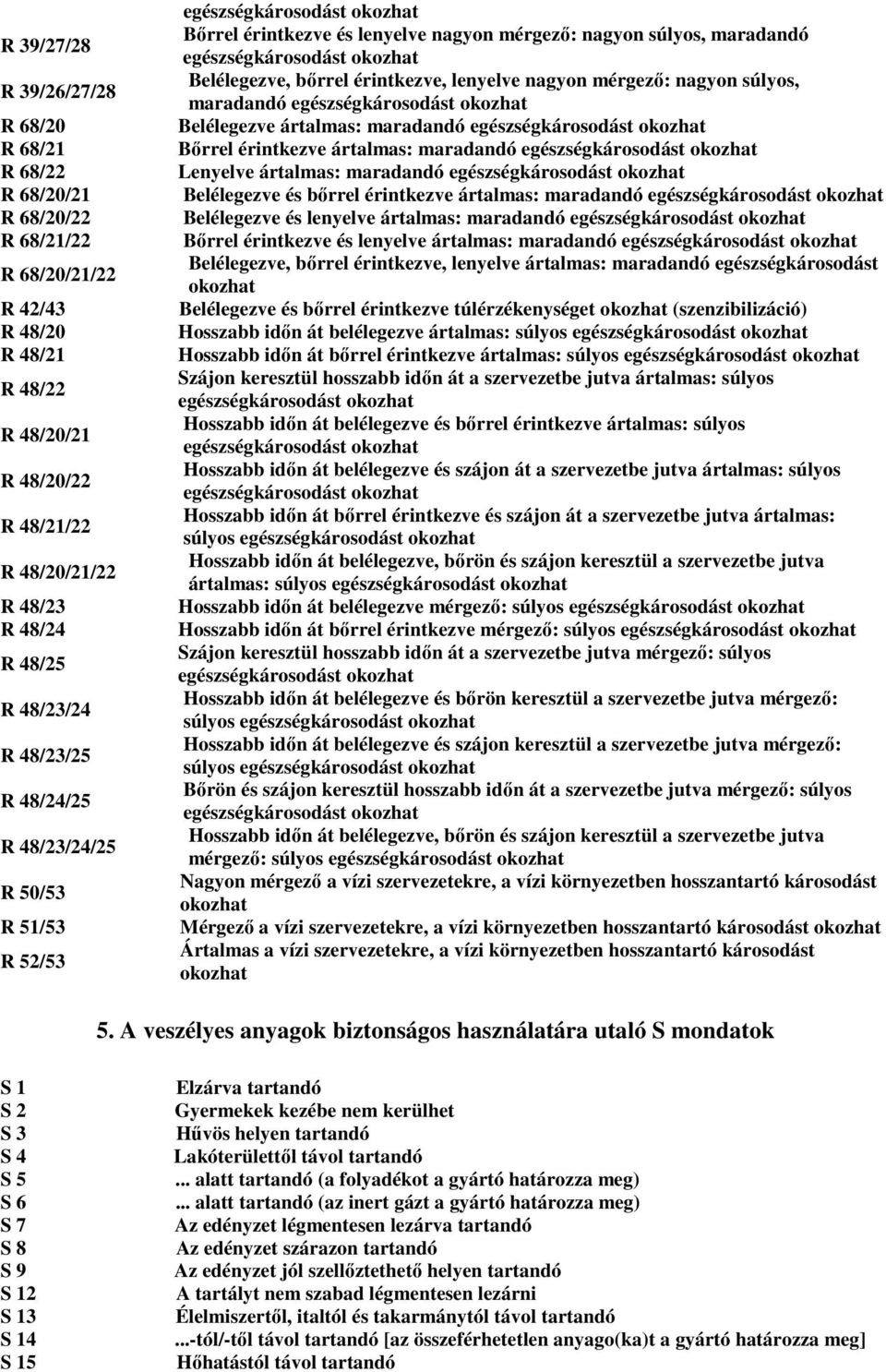 Belélegezve, bırrel érintkezve, lenyelve nagyon mérgezı: nagyon súlyos, maradandó egészségkárosodást okozhat Belélegezve ártalmas: maradandó egészségkárosodást okozhat Bırrel érintkezve ártalmas: