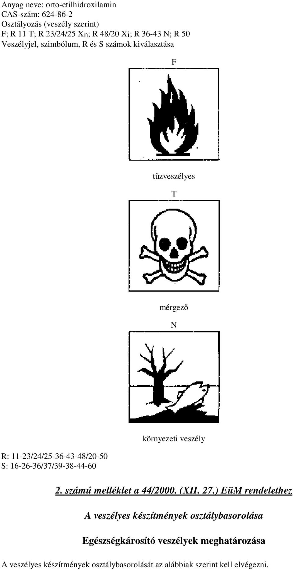 16-26-36/37/39-38-44-60 környezeti veszély 2. számú melléklet a 44/2000. (XII. 27.