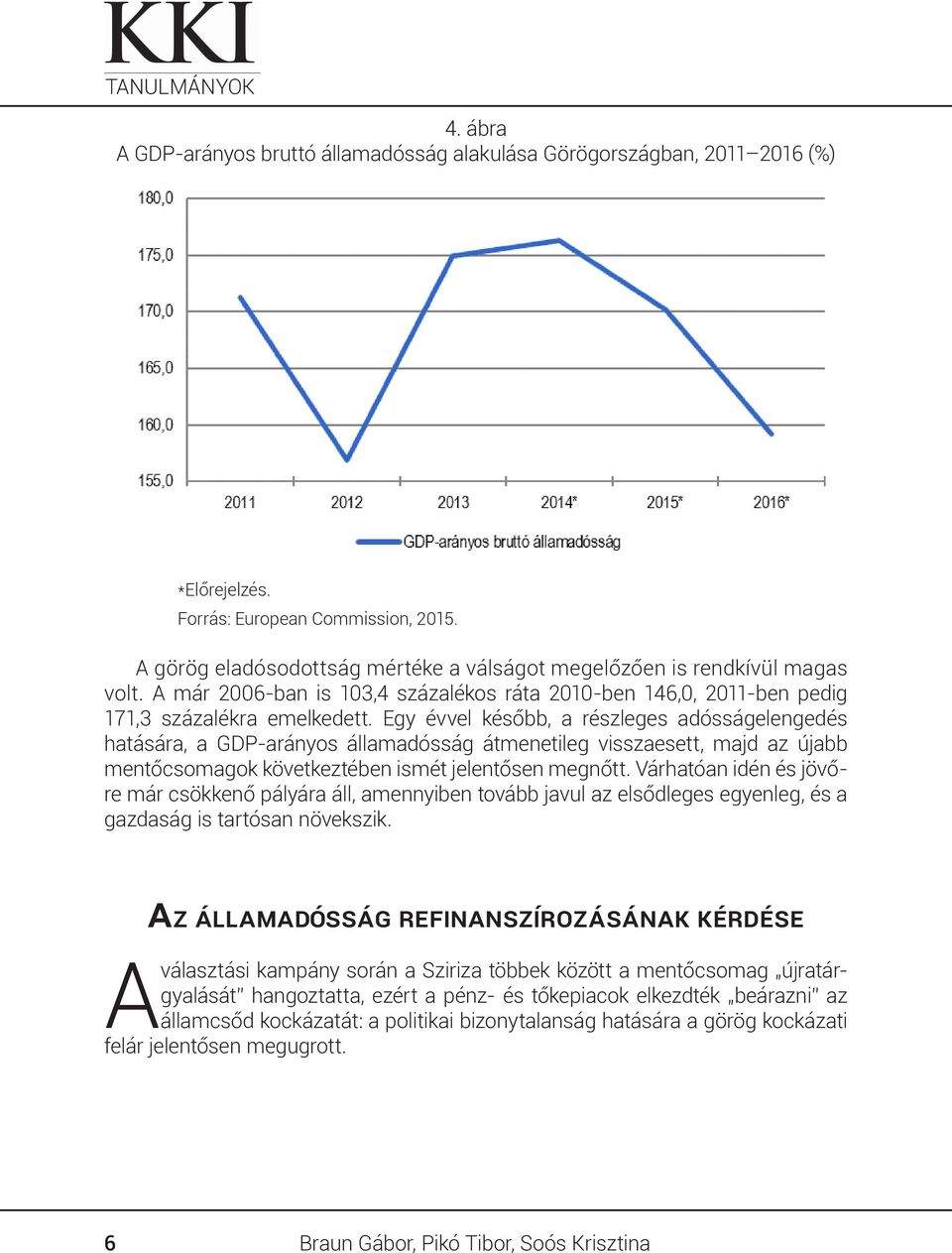 Egy évvel később, a részleges adósságelengedés hatására, a GDP-arányos államadósság átmenetileg visszaesett, majd az újabb mentőcsomagok következtében ismét jelentősen megnőtt.