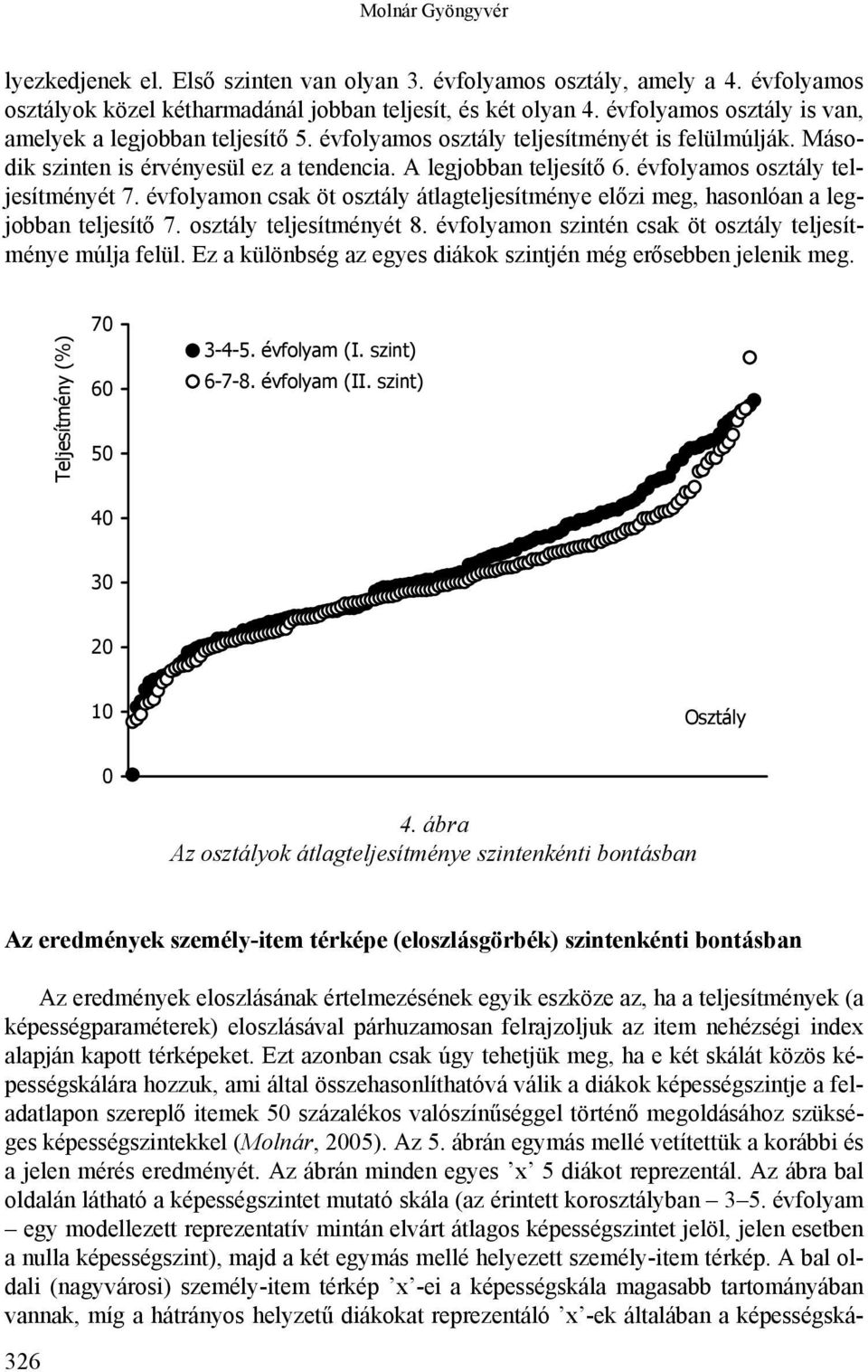 évfolyamos osztály teljesítményét 7. évfolyamon csak öt osztály átlagteljesítménye előzi meg, hasonlóan a legjobban teljesítő 7. osztály teljesítményét 8.