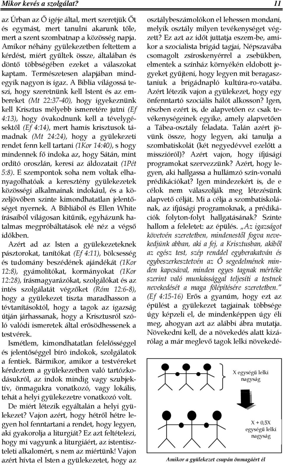 A Biblia világossá teszi, hogy szeretnünk kell Istent és az embereket (Mt 22:37-40), hogy igyekeznünk kell Krisztus mélyebb ismeretére jutni (Ef 4:13), hogy óvakodnunk kell a tévelygésektıl (Ef