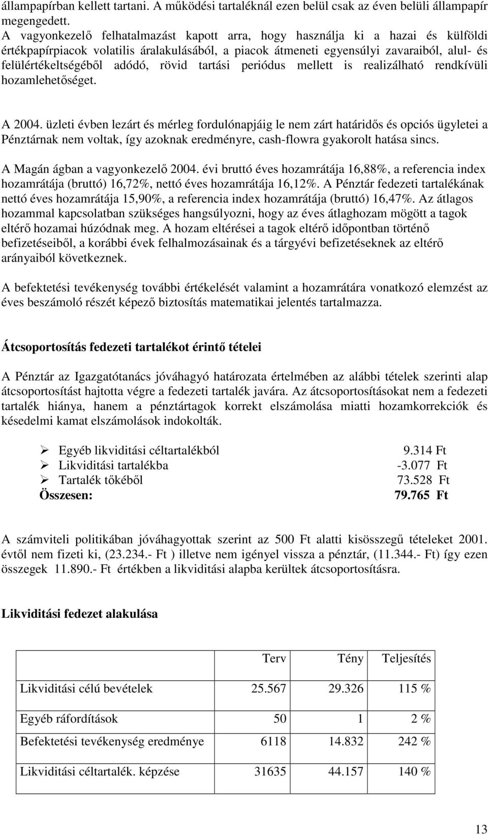 rövid tartási periódus mellett is realizálható rendkívüli hozamlehetséget. A 2004.