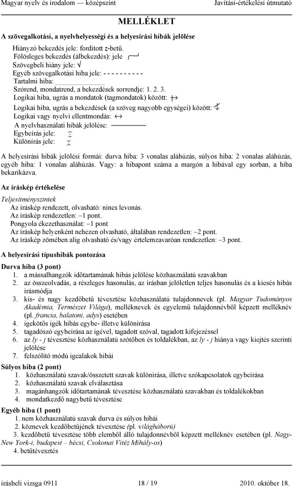 Logikai hiba, ugrás a mondatok (tagmondatok) között: Logikai hiba, ugrás a bekezdések (a szöveg nagyobb egységei) között: Logikai vagy nyelvi ellentmondás: A nyelvhasználati hibák jelölése: Egybeírás