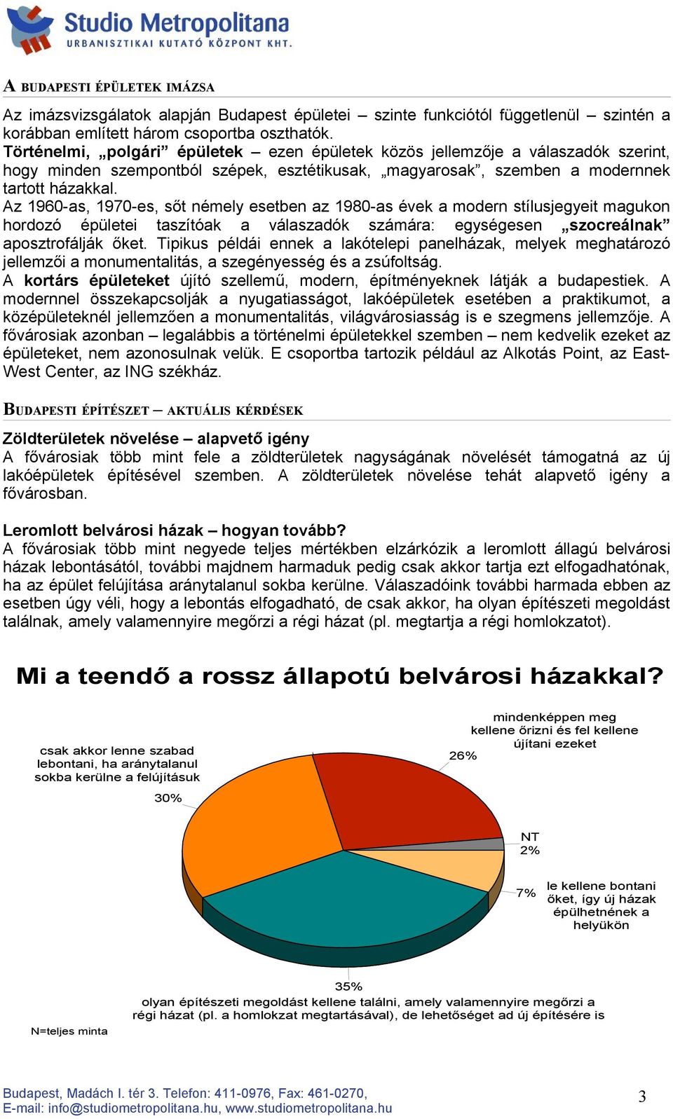 Az 1960-as, 1970-es, sőt némely esetben az 1980-as évek a modern stílusjegyeit magukon hordozó épületei taszítóak a válaszadók számára: egységesen szocreálnak aposztrofálják őket.