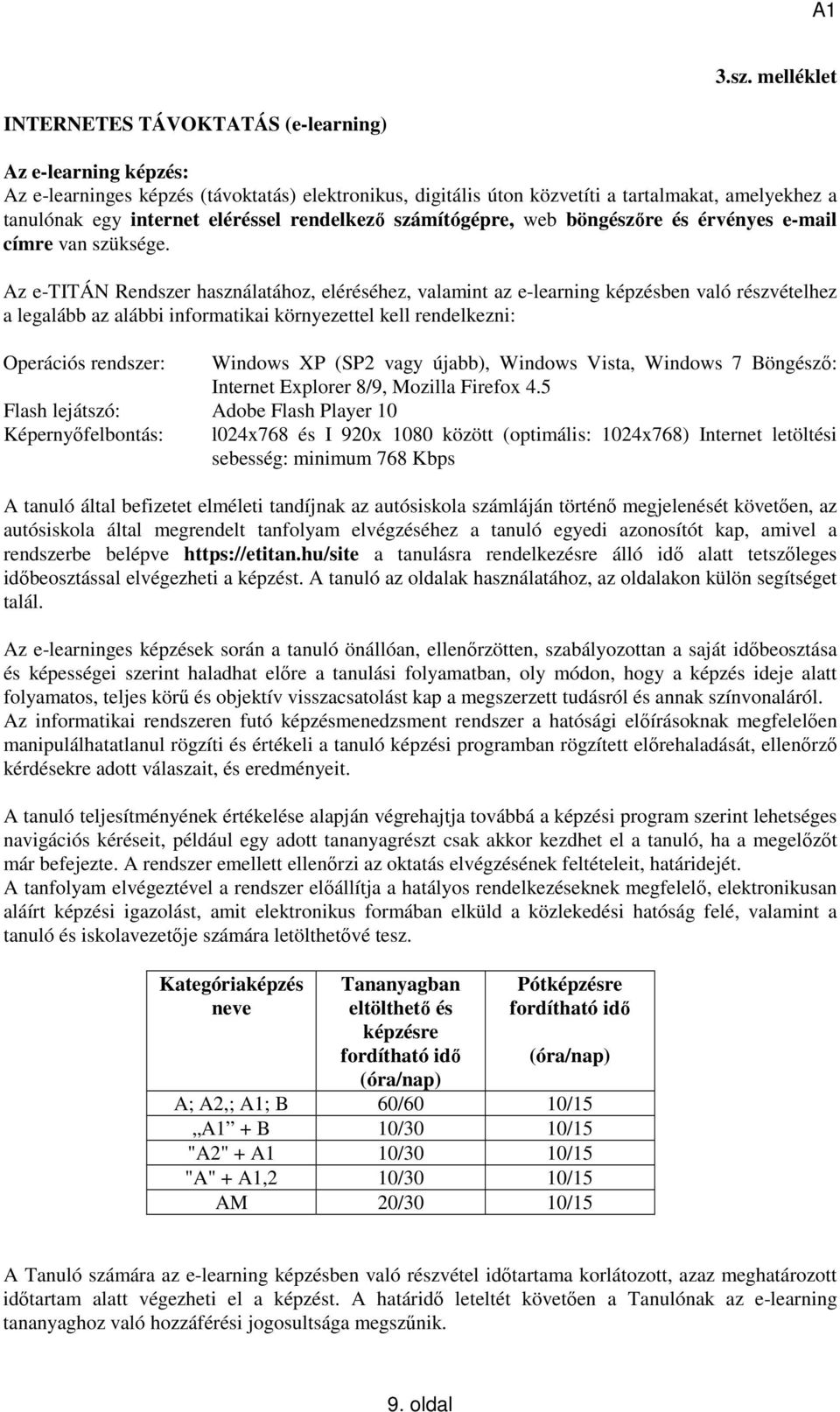 Az e-titán Rendszer használatához, eléréséhez, valamint az e-learning képzésben való részvételhez a legalább az alábbi informatikai környezettel kell rendelkezni: Operációs rendszer: Flash lejátszó: