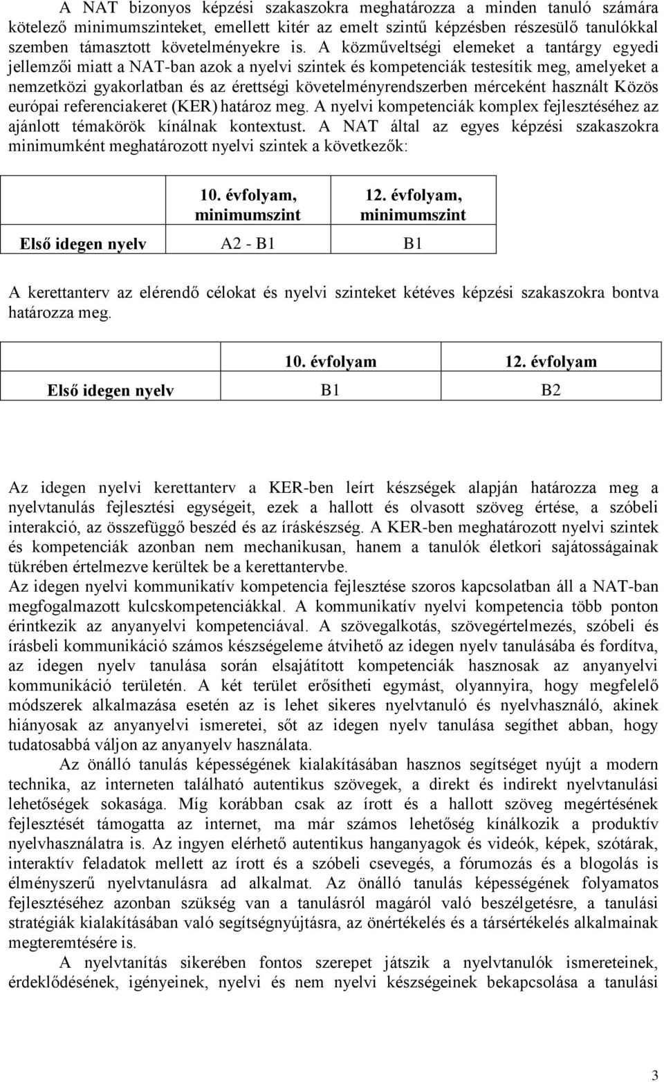 mérceként használt Közös európai referenciakeret (KER) határoz meg. A nyelvi kompetenciák komplex fejlesztéséhez az ajánlott témakörök kínálnak kontextust.