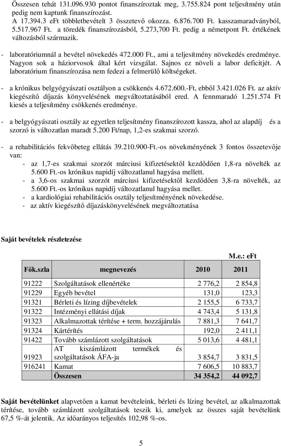 , ami a teljesítmény növekedés eredménye. Nagyon sok a háziorvosok által kért vizsgálat. Sajnos ez növeli a labor deficitjét. A laboratórium finanszírozása nem fedezi a felmerülő költségeket.