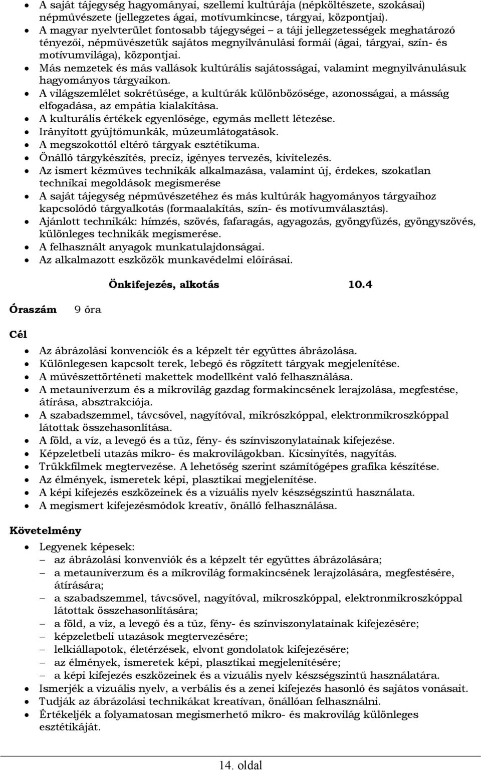 Más nemzetek és más vallások kultúrális sajátosságai, valamint megnyilvánulásuk hagyományos tárgyaikon.