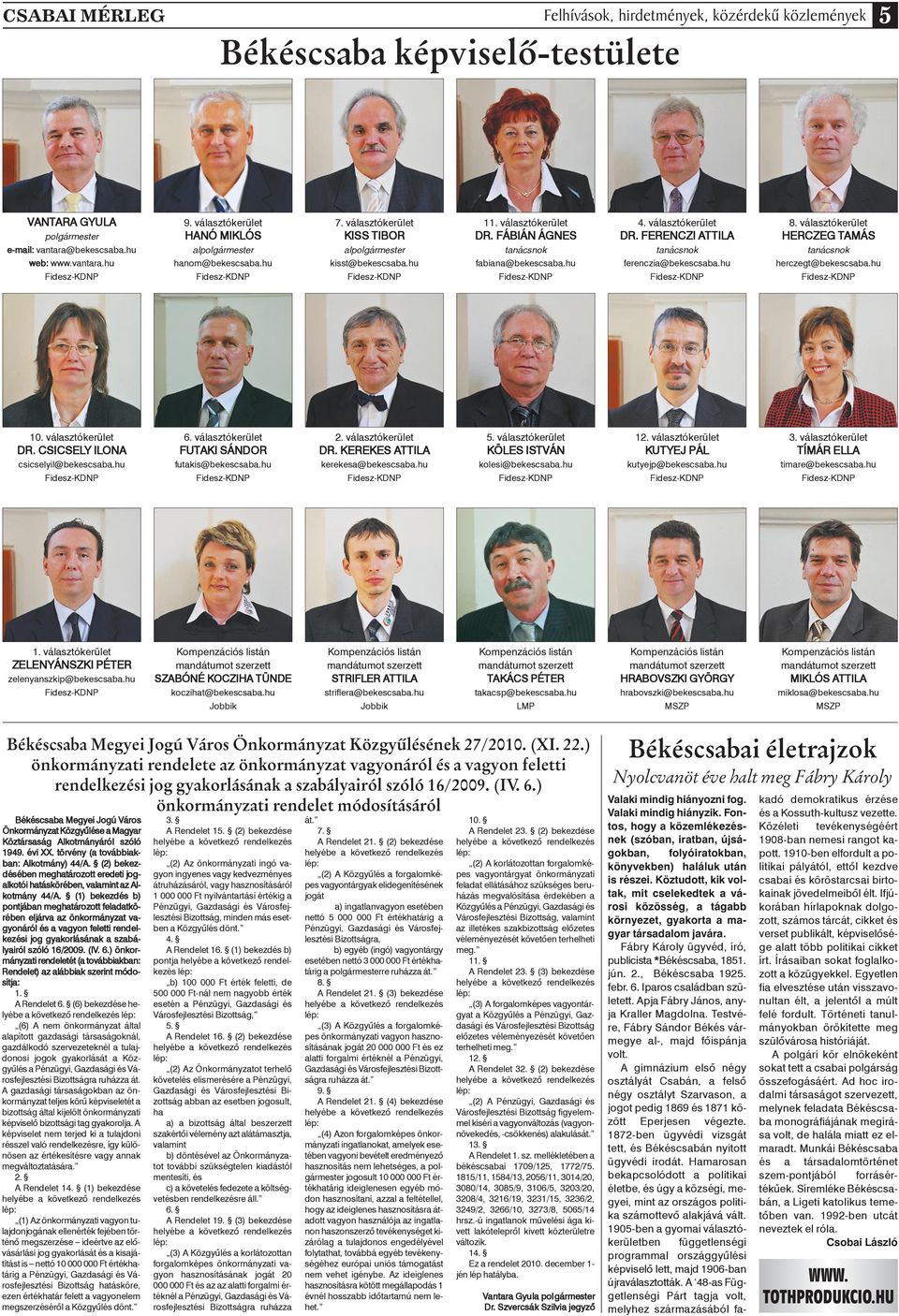 választókerület DR. FERENCZI ATTILA tanácsnok ferenczia@bekescsaba.hu 8. választókerület HERCZEG TAMÁS tanácsnok herczegt@bekescsaba.hu 10. választókerület DR. CSICSELy ILONA csicselyil@bekescsaba.
