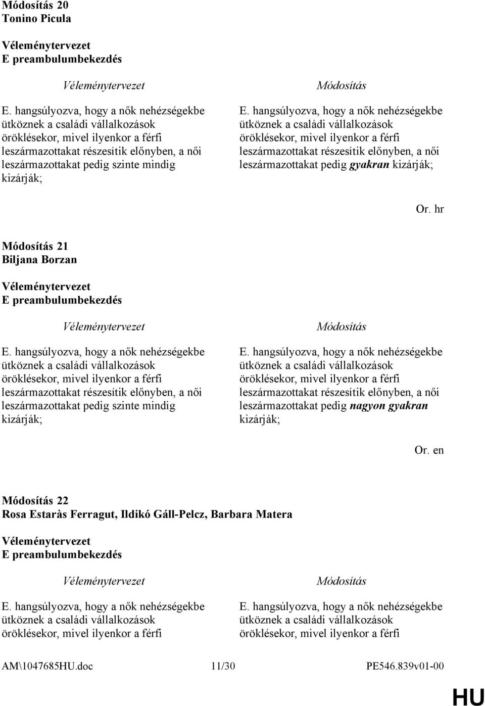 hangsúlyozva, hogy a nők nehézségekbe ütköznek a családi vállalkozások öröklésekor, mivel ilyenkor a férfi leszármazottakat részesítik előnyben, a női leszármazottakat pedig gyakran kizárják; Or.