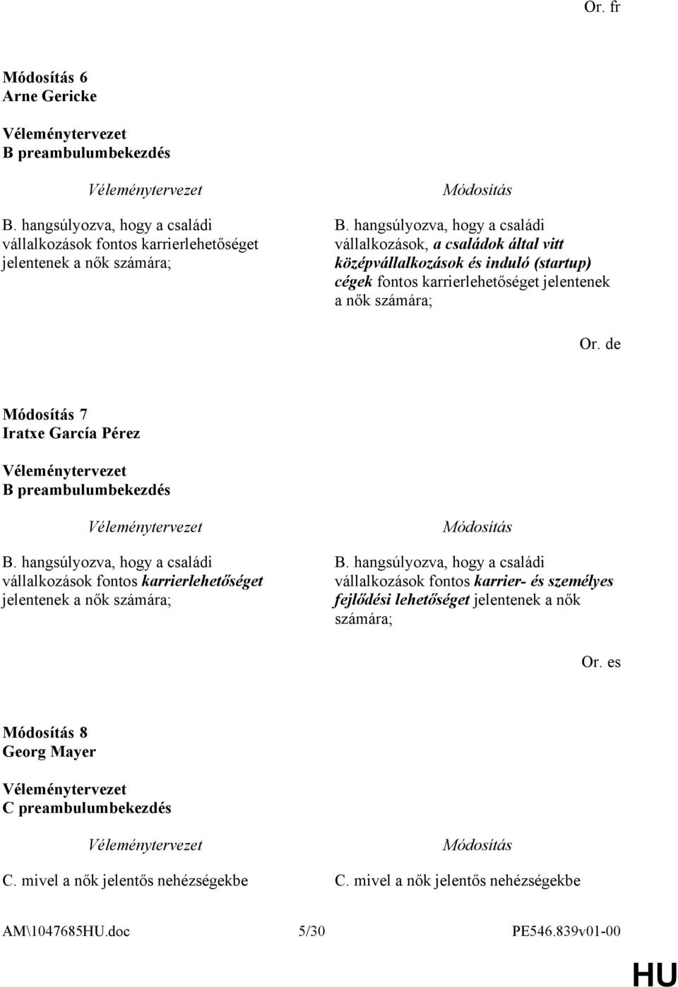 de 7 Iratxe García Pérez B preambulumbekezdés B. hangsúlyozva, hogy a családi vállalkozások fontos karrierlehetőséget jelentenek a nők számára; B.