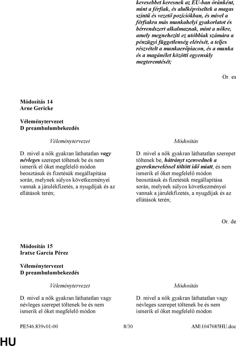 es 14 Arne Gericke D preambulumbekezdés D.