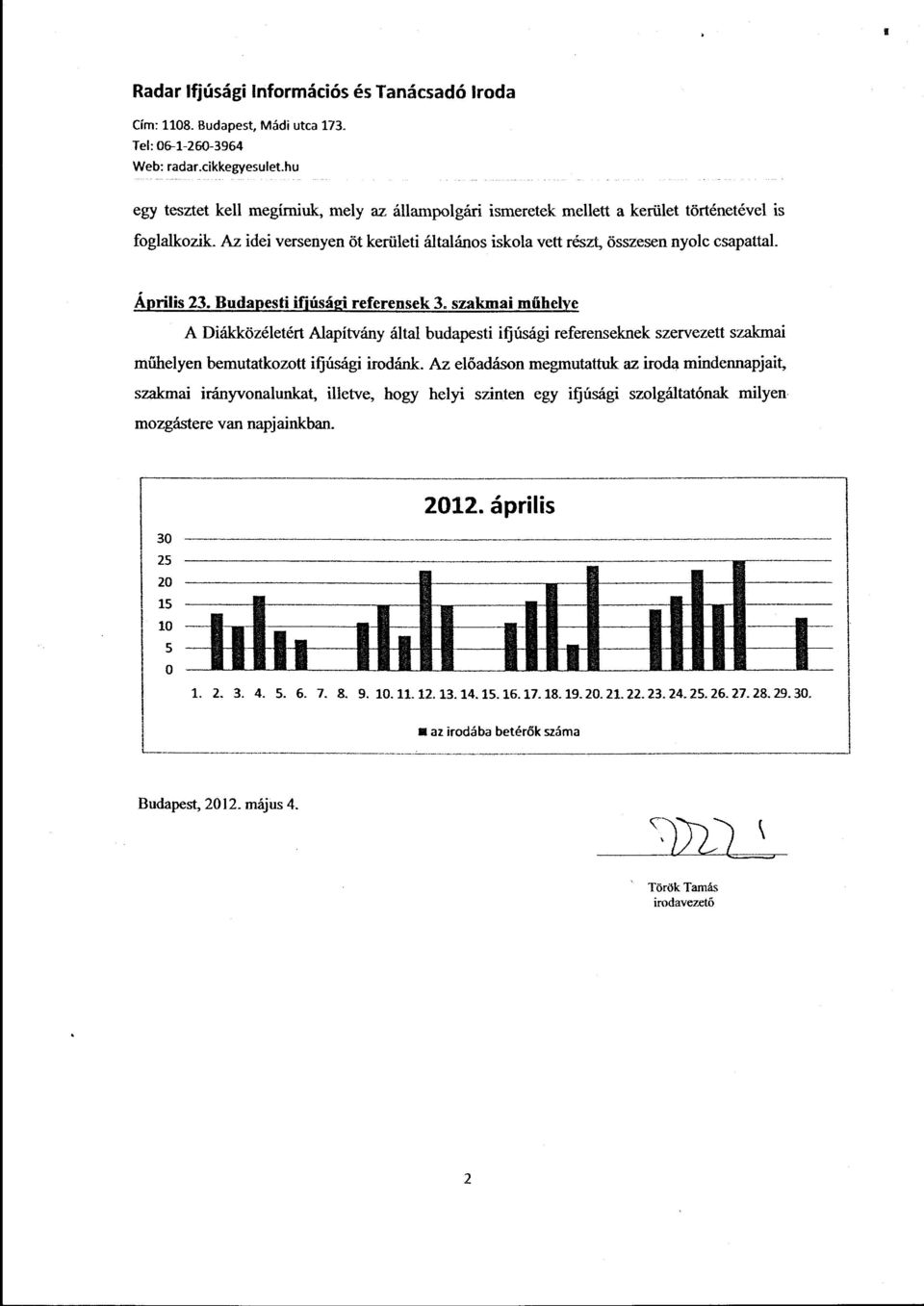 szakmai műheye A Diákközéetért Aapítvány áta budapesti ifjúsági referenseknek szervezett szakmai műheyen bemutatkozott ifjúsági irodánk.