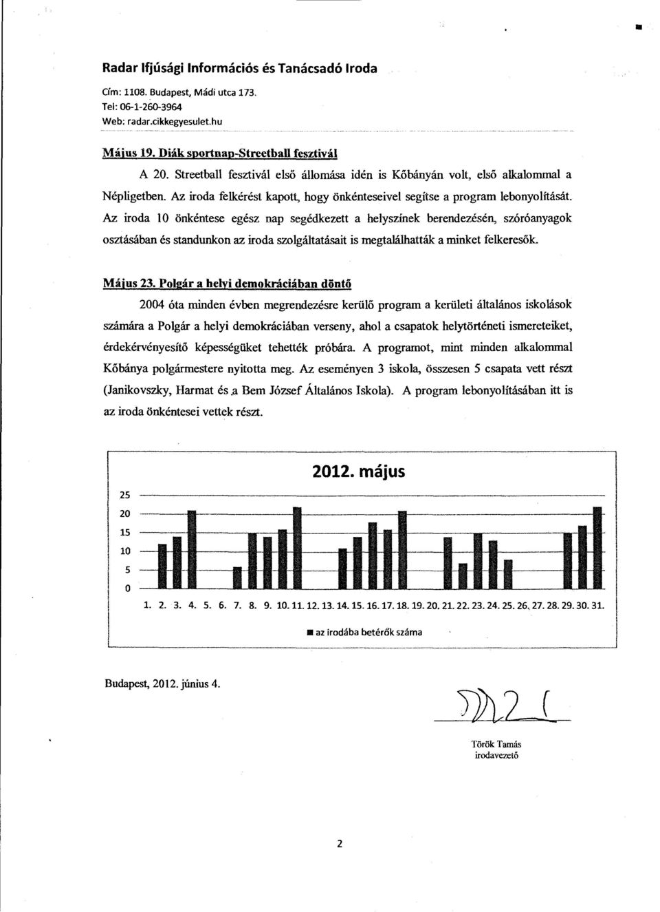 Az iroda O önkéntese egész nap segédkezett a heyszínek berendezésén, szóróanyagok osztásában és standunkon az iroda szogátatásait is megtaáhatták a minket fekeresők Május 23.