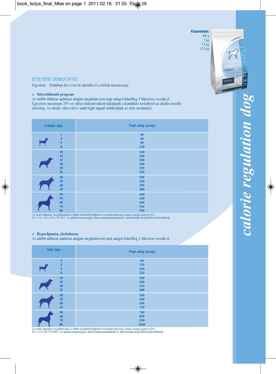 Egyszerre maximum %-os súlycsökkenésenként haladjunk a kiindulási testsúlytól az ideális testsúly eléréséig. Az ideális súlyt elérve adult light táppal stabilizáljuk az elért eredményt.