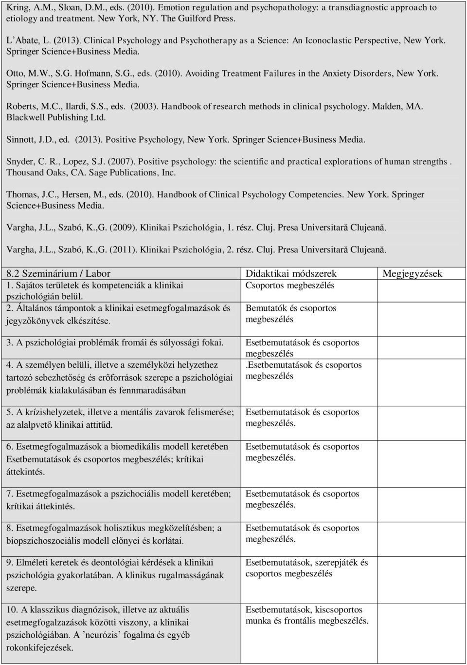 Avoiding Treatment Failures in the Anxiety Disorders, New York. Springer Science+Business Media. Roberts, M.C., Ilardi, S.S., eds. (2003). Handbook of research methods in clinical psychology.