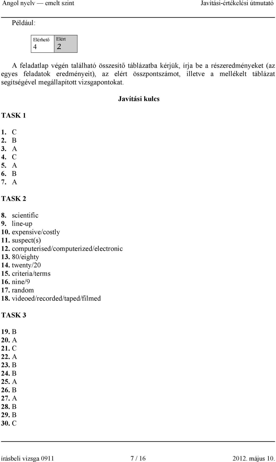 line-up 10. expensive/costly 11. suspect(s) 12. computerised/computerized/electronic 13. 80/eighty 14. twenty/20 15. criteria/terms 16. nine/9 17. random 18.