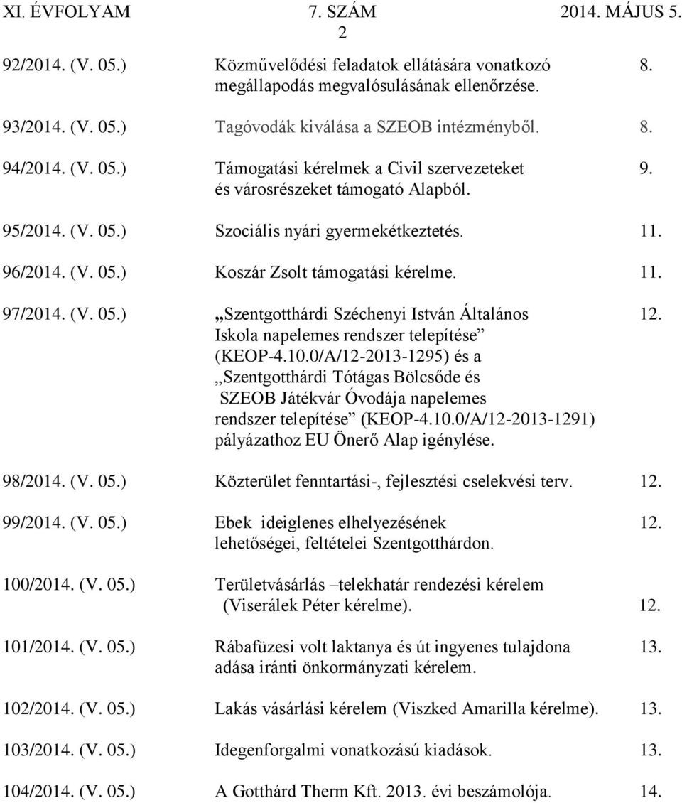 Iskola napelemes rendszer telepítése (KEOP-4.10.0/A/12-2013-1295) és a Szentgotthárdi Tótágas Bölcsőde és SZEOB Játékvár Óvodája napelemes rendszer telepítése (KEOP-4.10.0/A/12-2013-1291) pályázathoz EU Önerő Alap igénylése.