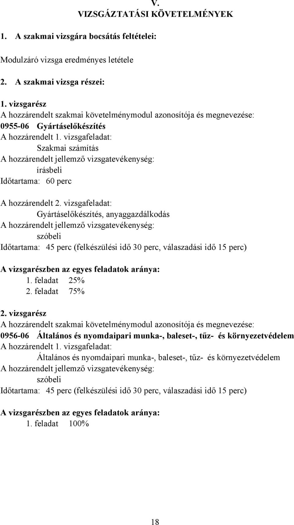 vizsgafeladat: Szakmai számítás A hozzárendelt jellemző vizsgatevékenység: írásbeli Időtartama: 60 perc A hozzárendelt 2.