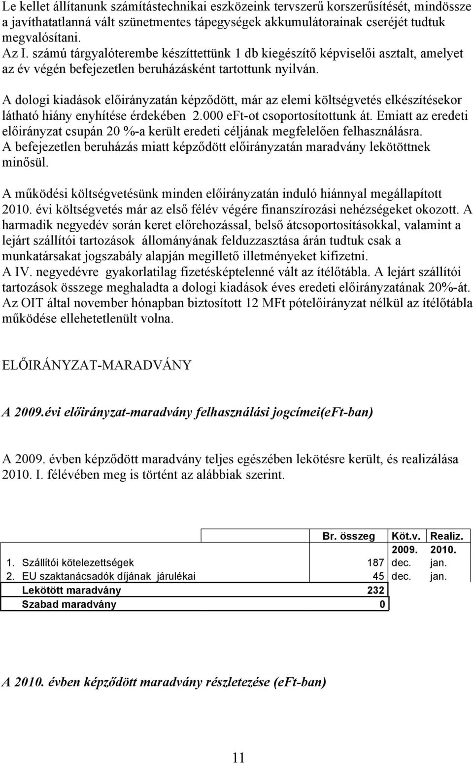 A dologi kiadások előirányzatán képződött, már az elemi költségvetés elkészítésekor látható hiány enyhítése érdekében 2.000 eft-ot csoportosítottunk át.