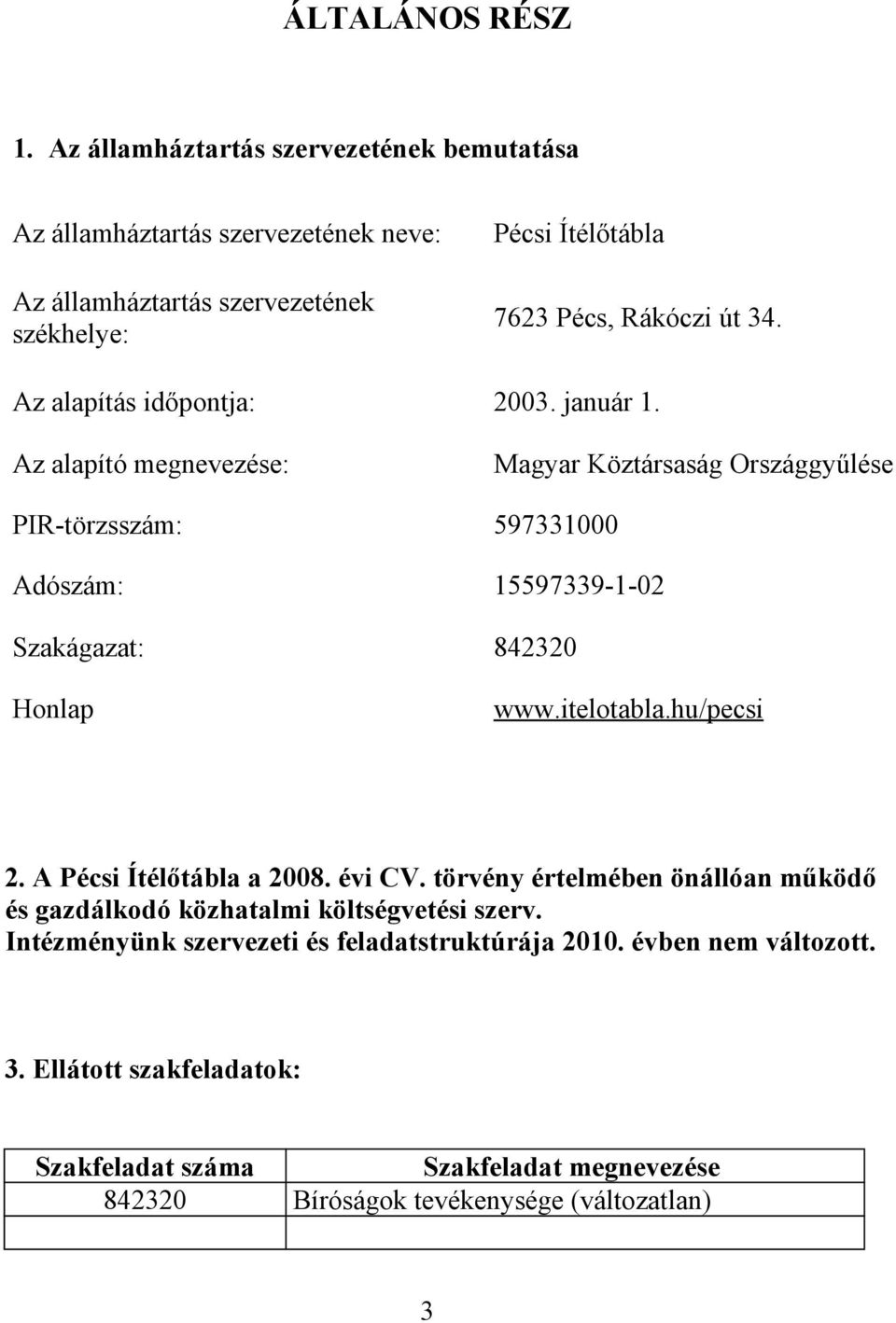 Az alapítás időpontja: 2003. január 1.