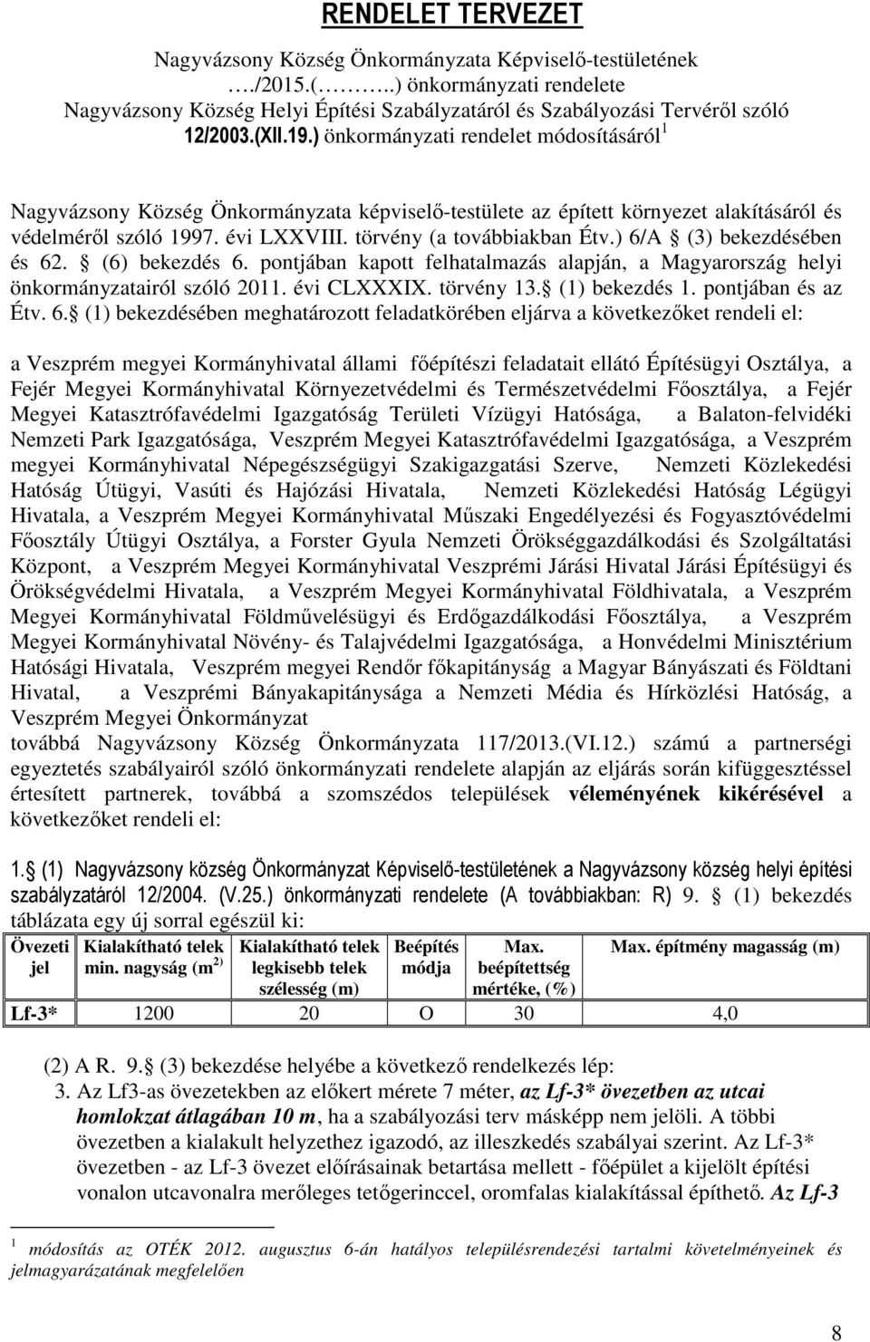 törvény (a továbbiakban Étv.) 6/A (3) bekezdésében és 62. (6) bekezdés 6. pontjában kapott felhatalmazás alapján, a Magyarország helyi önkormányzatairól szóló 2011. évi CLXXXIX. törvény 13.