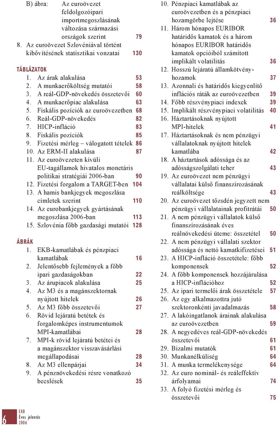 HICP-infláció 83 8. Fiskális pozíciók 85 9. Fizetési mérleg válogatott tételek 86 10. Az ERM-II alakulása 87 11.