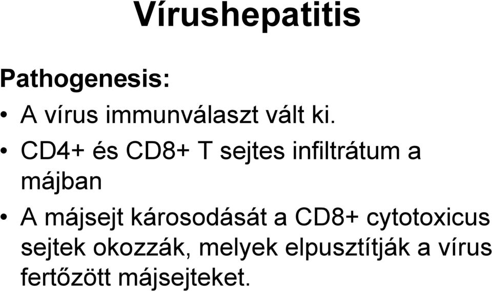CD4+ és CD8+ T sejtes infiltrátum a májban A májsejt