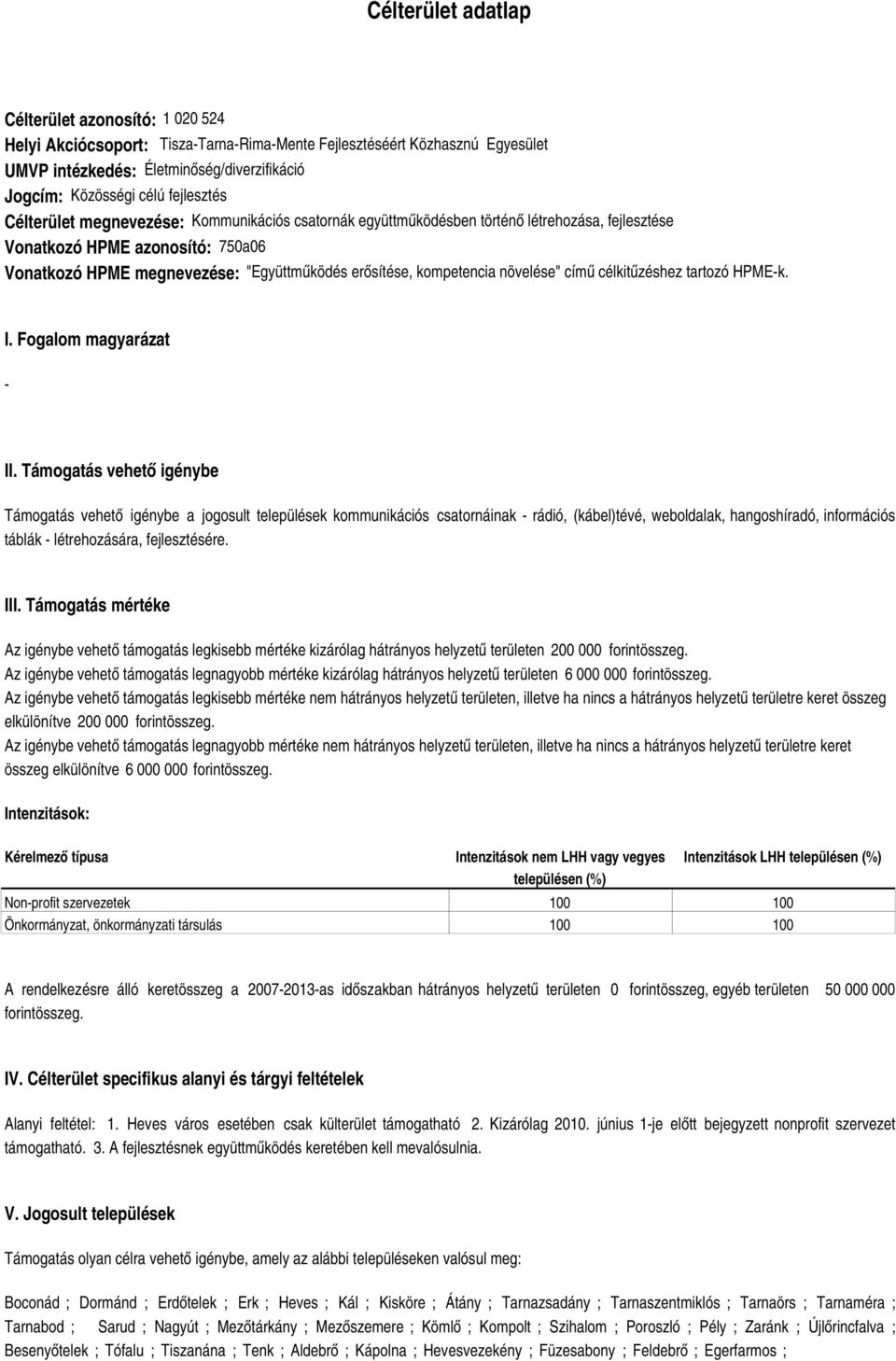 kompetencia növelése" című célkitűzéshez tartozó HPME-k. I. Fogalom magyarázat - II.