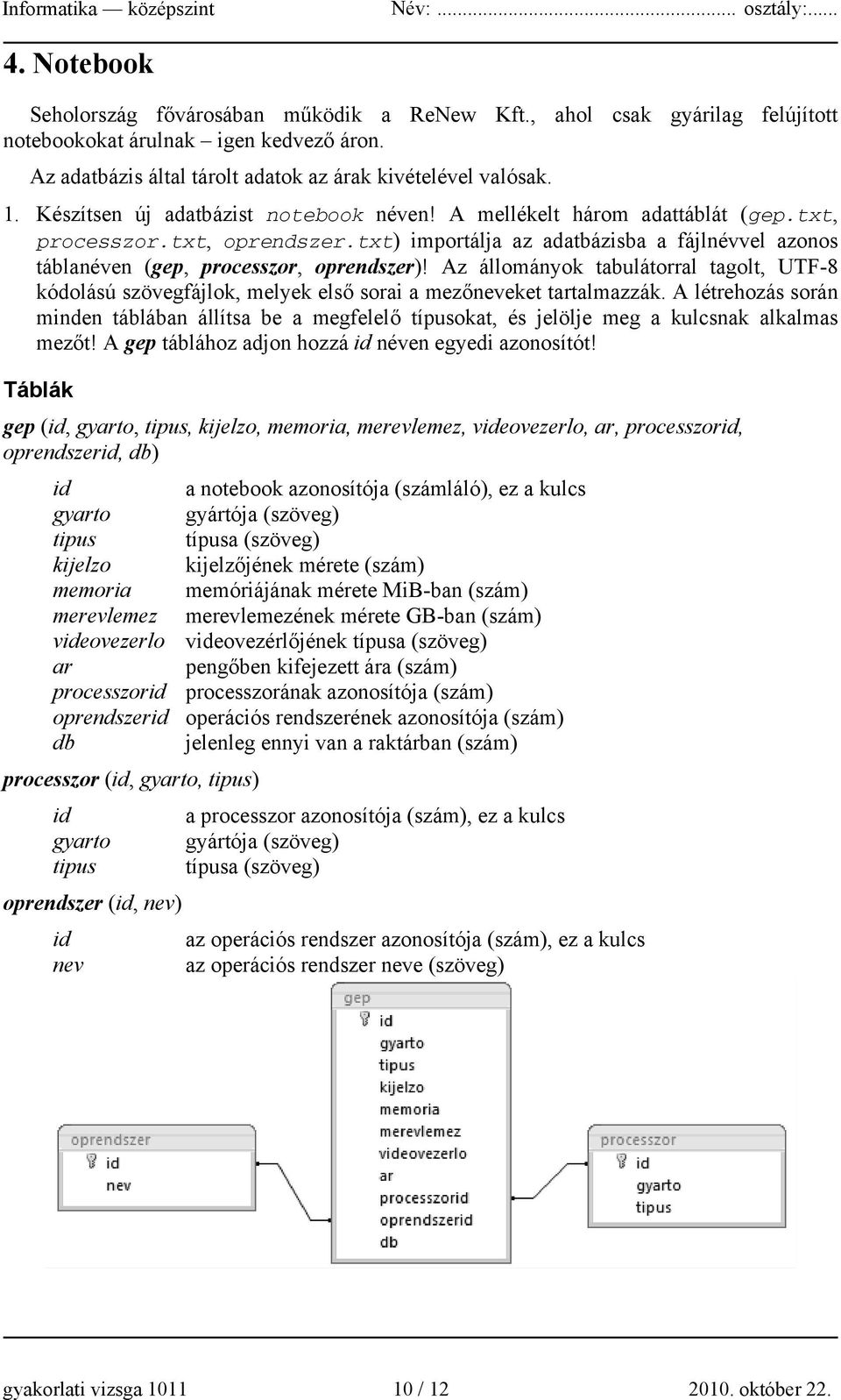 Az állományok tabulátorral tagolt, UTF-8 kódolású szövegfájlok, melyek első sorai a mezőneveket tartalmazzák.