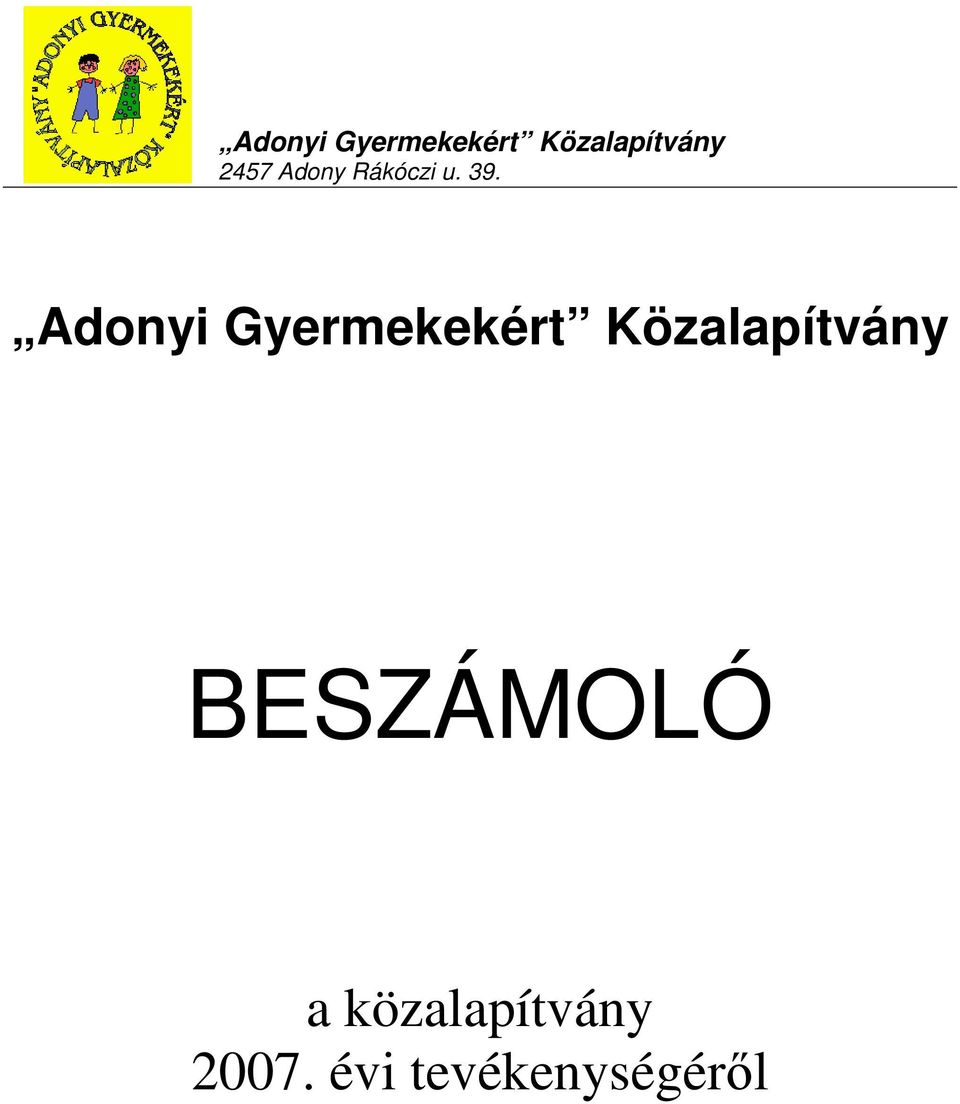 BESZÁMOLÓ a