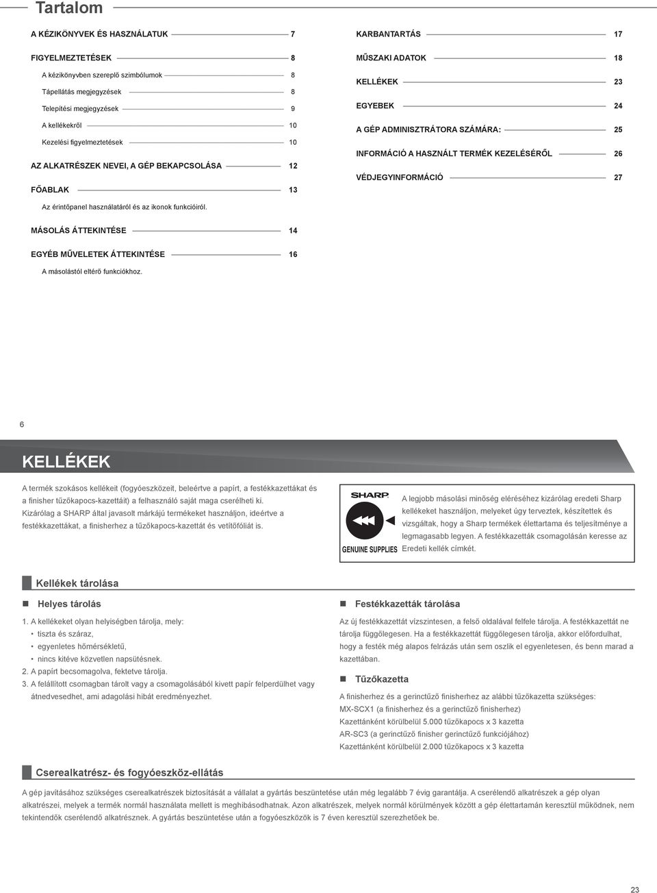 VÉDJEGYINFORMÁCIÓ 27 Az érintőpanel használatáról és az ikonok funkcióiról. MÁSOLÁS ÁTTEKINTÉSE 14 EGYÉB MŰVELETEK ÁTTEKINTÉSE 16 A másolástól eltérő funkciókhoz.